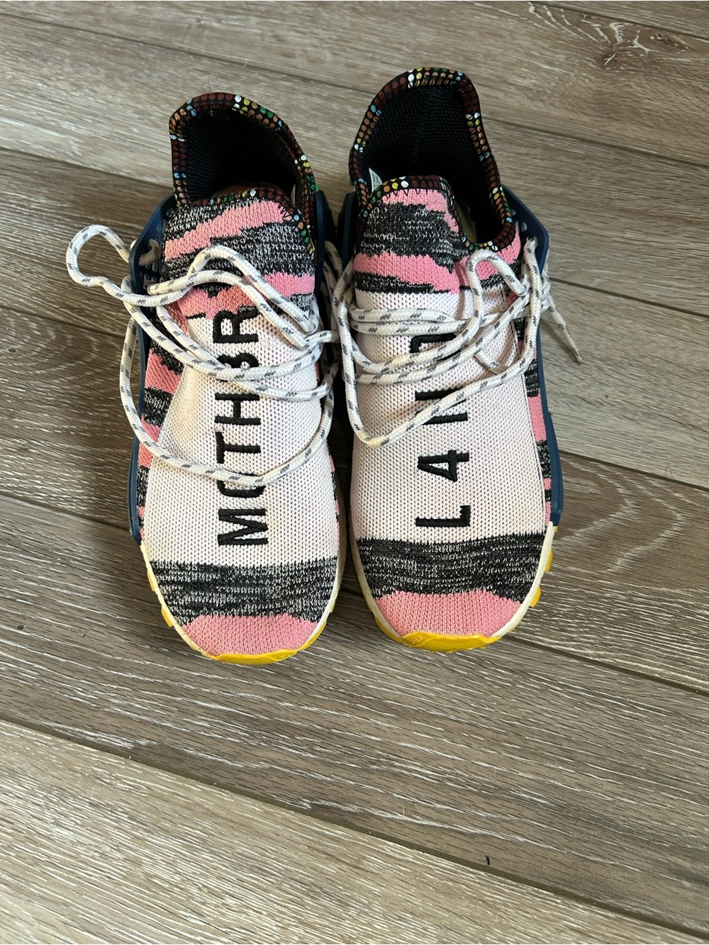 Pharrell Williams Adidas Pink Multi Knit Athletic Sneakers